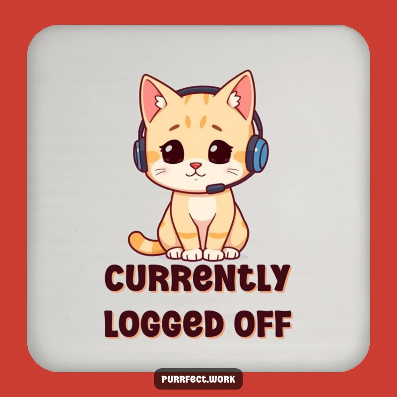 Funny Busy Cat Headset Coaster: Protect Surfaces with Hilarious Feline Flair