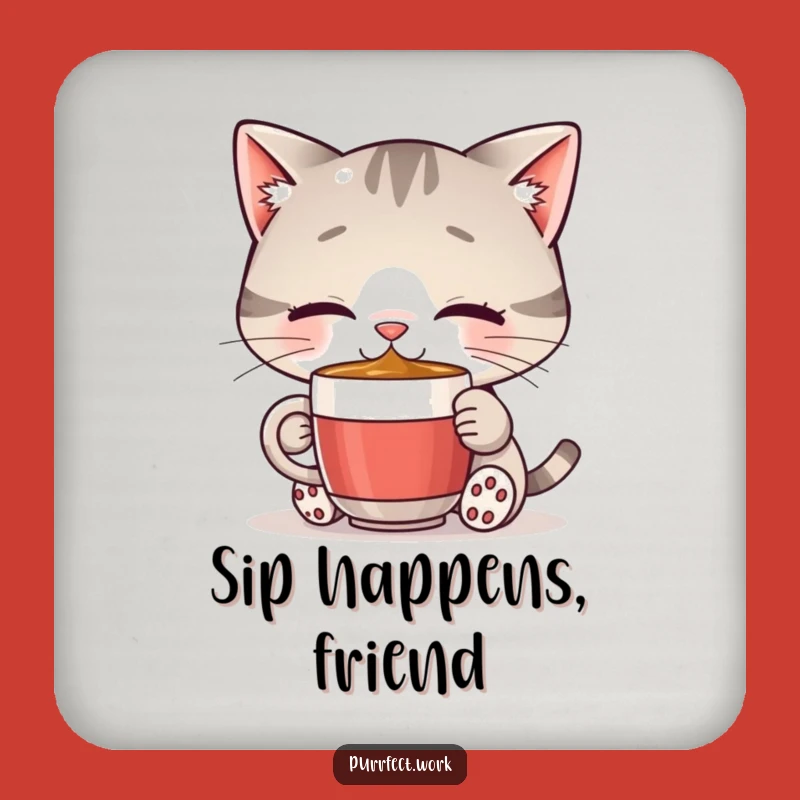 Funny Cat Coffee Coaster: Protect Surfaces with Happy Style - Quirky Gift!