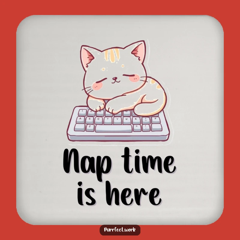 Funny Cat Keyboard Coaster: Protect Surfaces with Sleepy Feline Humor