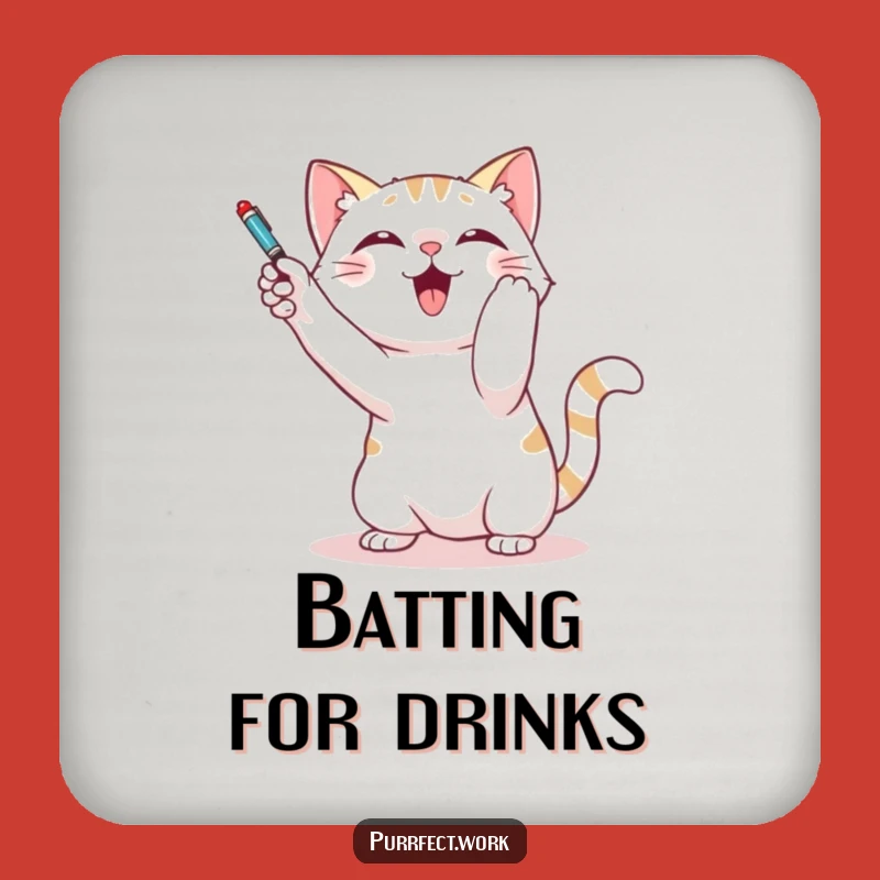 Funny Cat Pen Batting Coasters - Hilarious Protection for Your Surfaces with Feline Charm