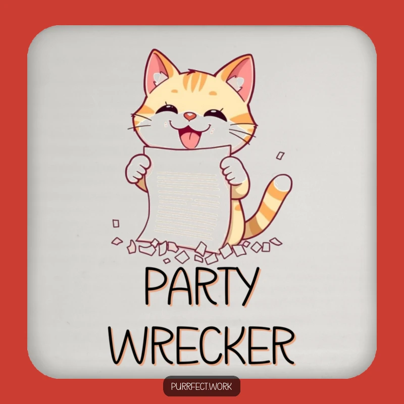 Funny Cat Shredding Coaster: Protect Surfaces with Playful Chaos - Quirky Gift!