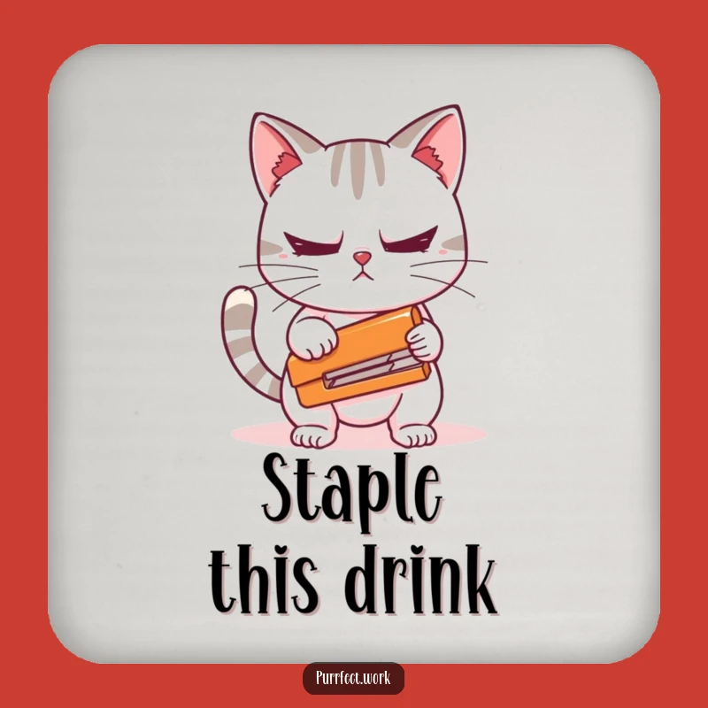 Funny Cat Stapler Coaster: Protect Surfaces with Office Humor, Hilarious Gift
