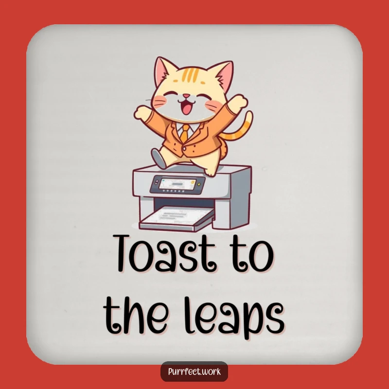 Funny Cat Suit Printer Coaster: Protect Surfaces with Hilarious Professional Art