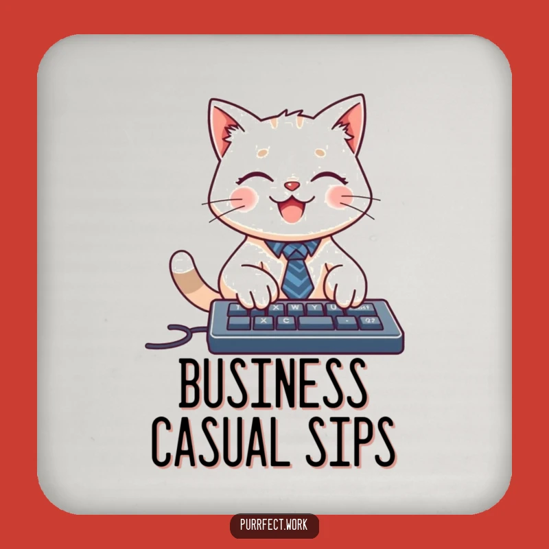 Funny Cat Tie Keyboard Coaster Set: Protect Surfaces Professionally