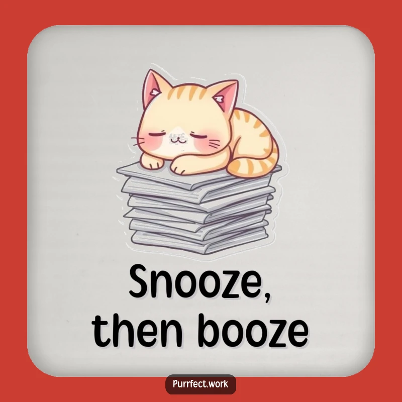 Funny Napping Cat Paper Coaster - Cozy Table Protection Gift