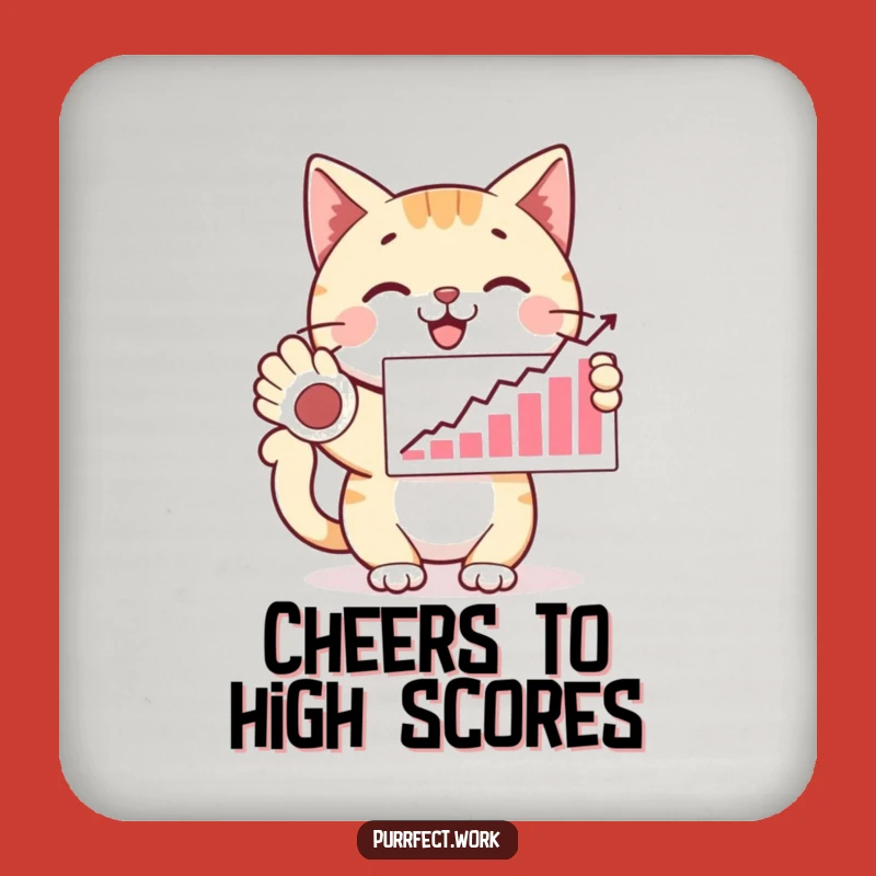 Funny Proud Cat Coaster Set: Success Style, Hilarious Gift for Table Protection