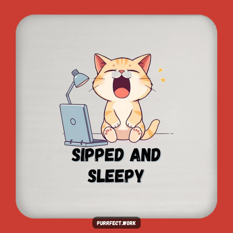 Funny Sleepy Cat Coaster: Protect Surfaces from Droopy Drinks
