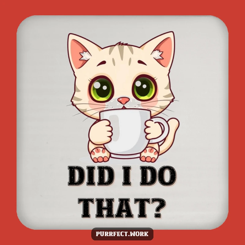 Funny Surprised Cat Coaster: Protect Surfaces with Hilarious Wide-Eyed Art