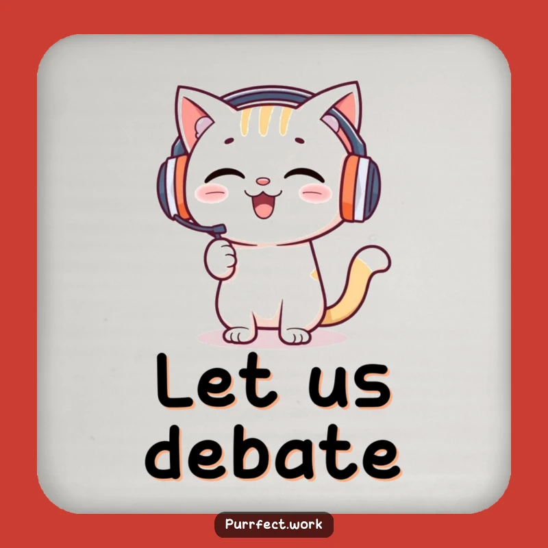 Funny Presentation Cat Drink Coaster - Enthusiastic Speaker Table Protector