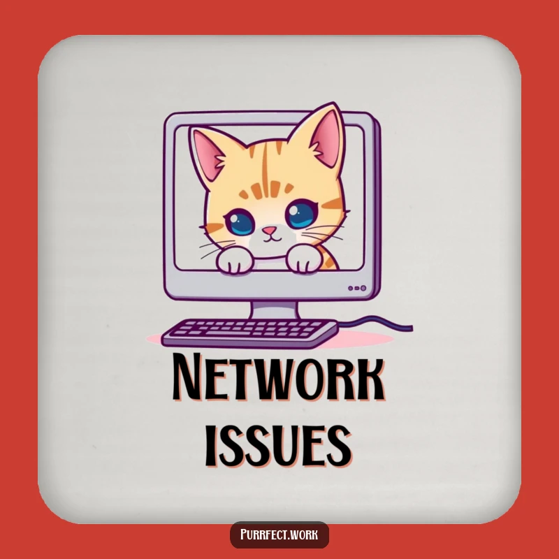 Funny Mischievous Cat Drink Coaster - Protect Surfaces with Techy Kitty Humor