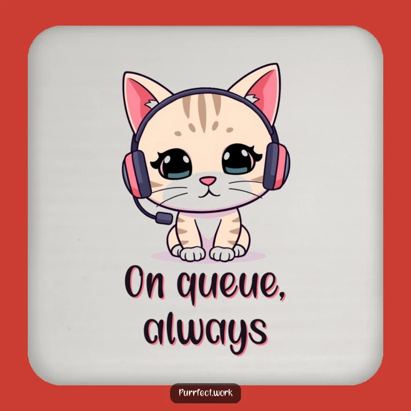 Funny Cat Gamer Coaster: Protect Your Surface with Fierce Focus - Quirky Gift!