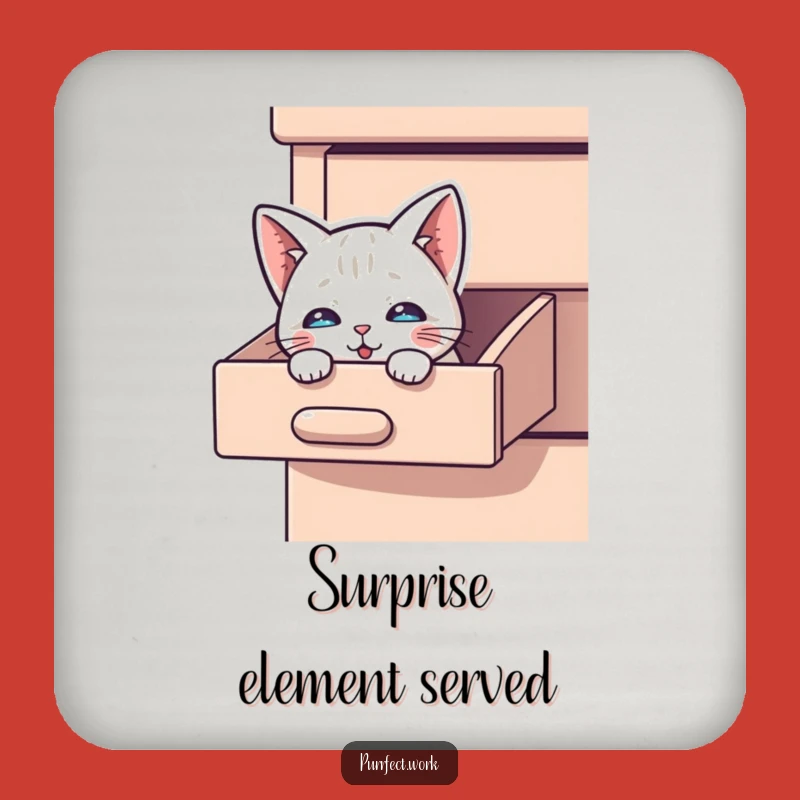 Funny Peek-a-Boo Cat Coaster Set: Protect Surfaces with Curious Feline Art, Funny Gift!