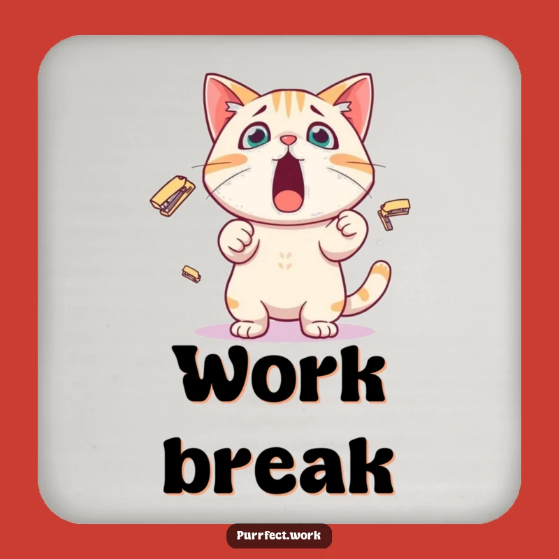 Funny Stapler Cat Coaster: Office Juggler, Perfect Gift for Tabletop