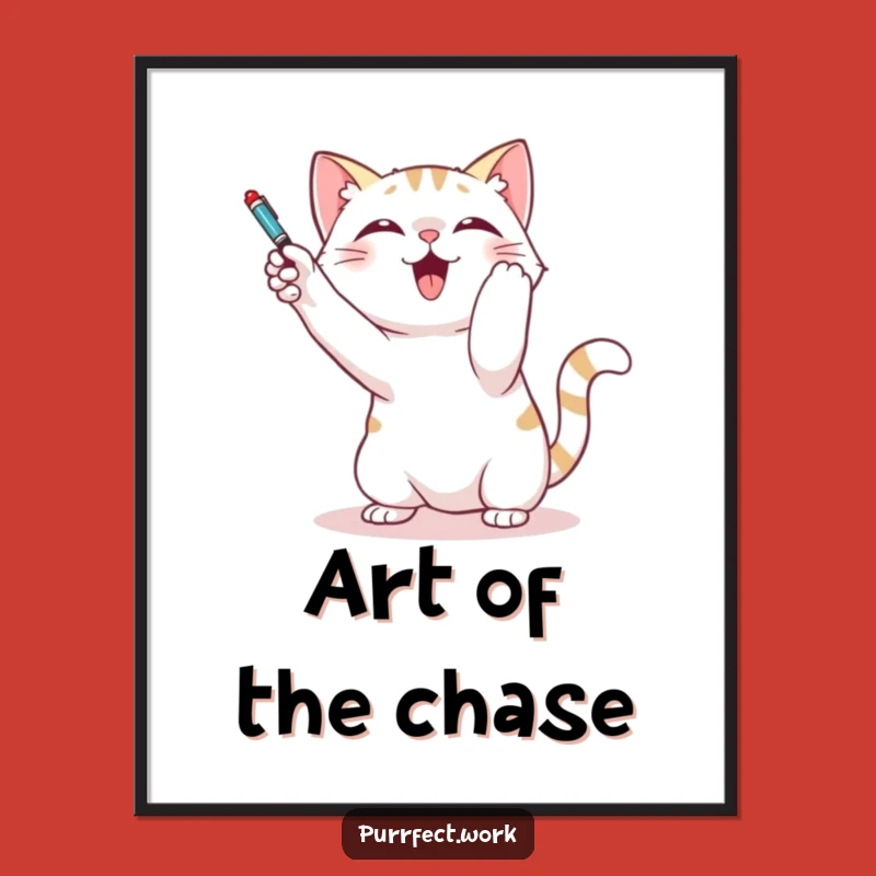Funny Cat Pen Batting Poster - Hilarious Wall Art for the Playful Feline Lover