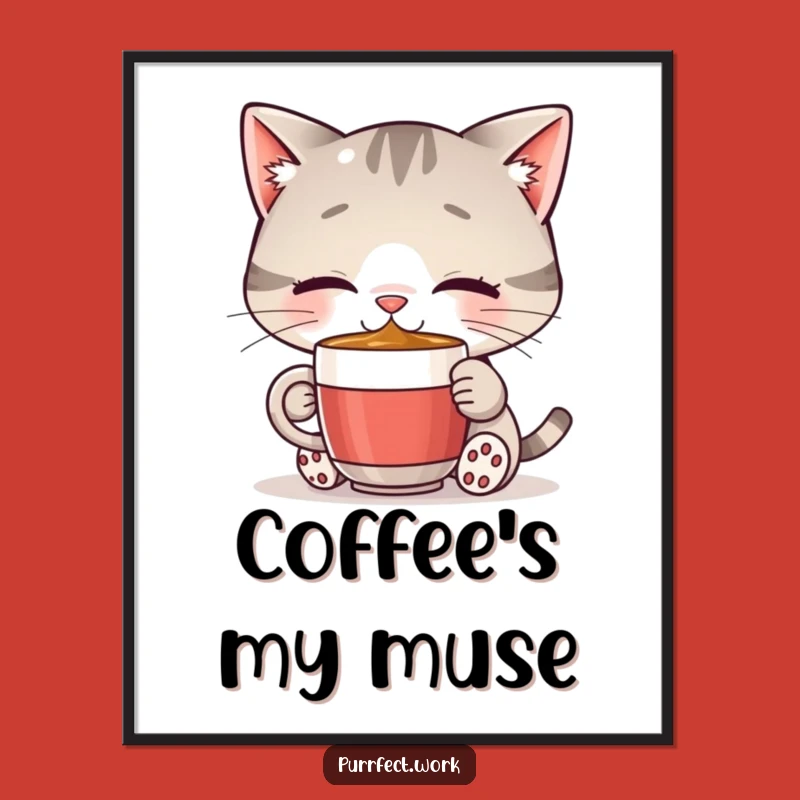 Funny Cat Coffee Poster: Brighten Your Space with Happy Vibes - Ideal Gift!