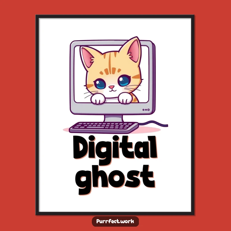 Funny Mischievous Cat Poster - Techy Wall Art for Gamers and Gifts