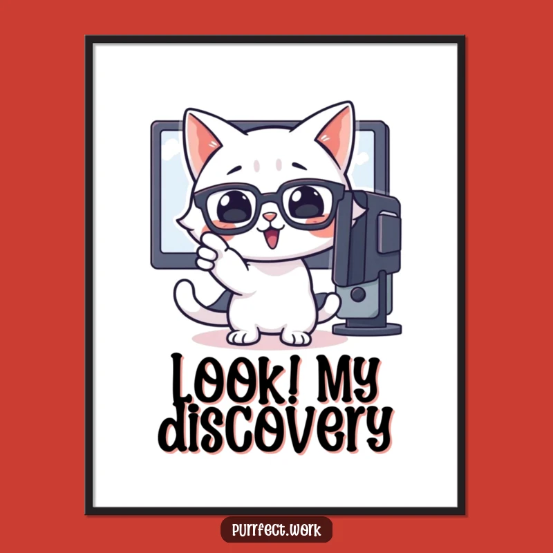 Funny Cat Glasses Poster - Enthusiastic Tech Insight Art Gift