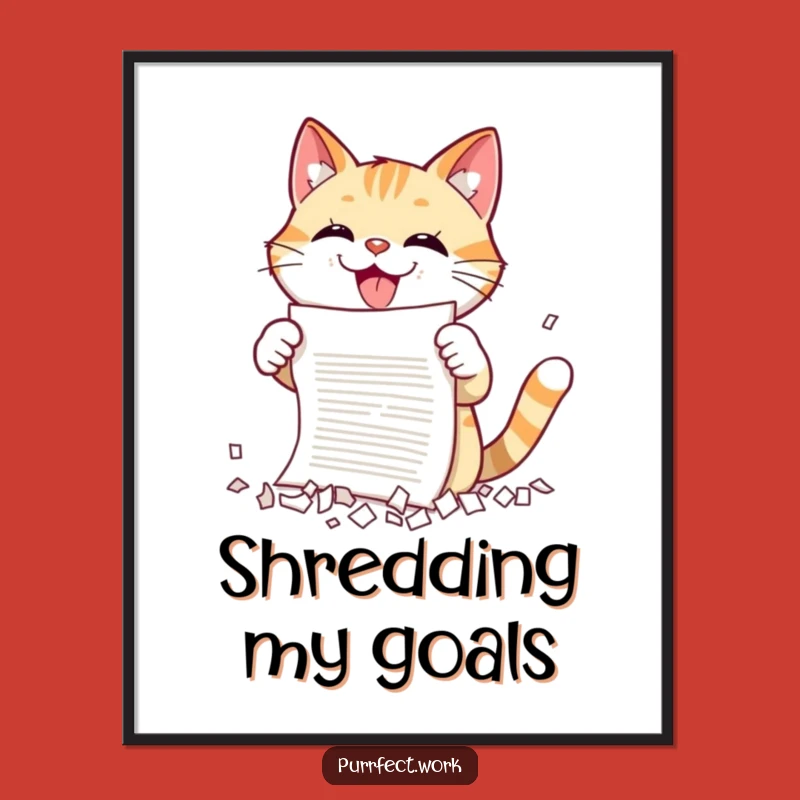 Funny Cat Shredding Poster: Unleash Office Humor - Ideal Wall Art Gift!