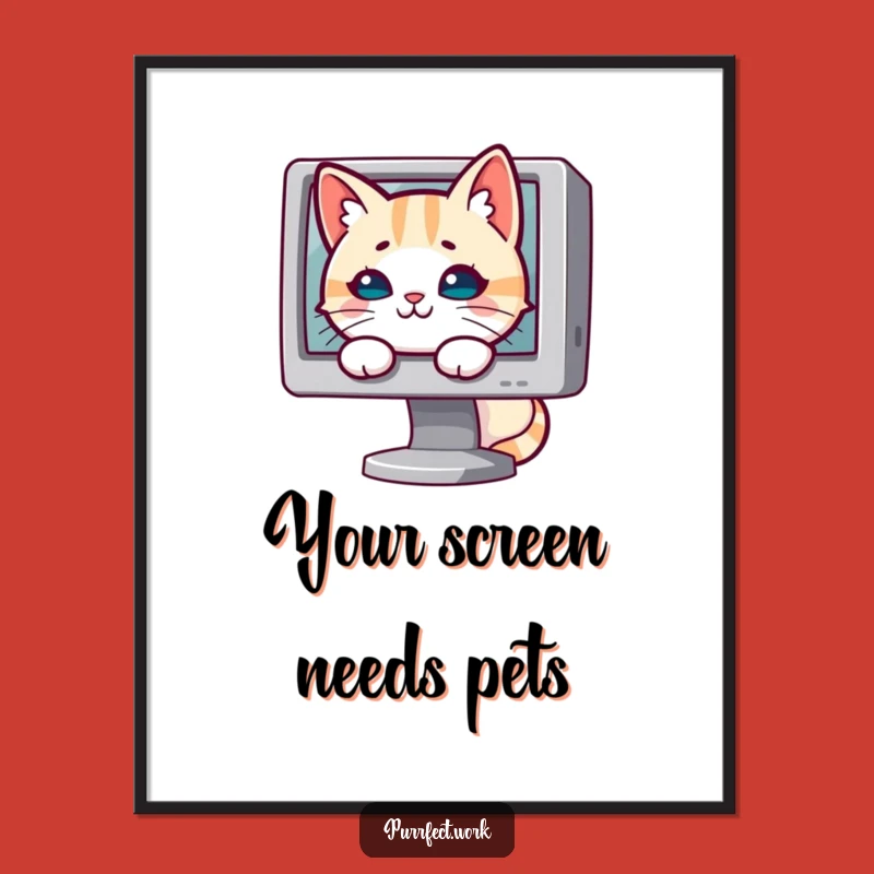 Funny Mischievous Cat Poster: Add a Dash of Digital Intrigue to Your Walls
