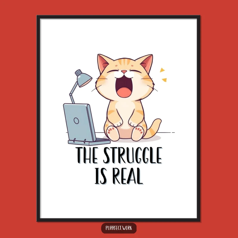 Funny Sleepy Cat Poster: Hang Up Some Relatable Tiredness and Humor