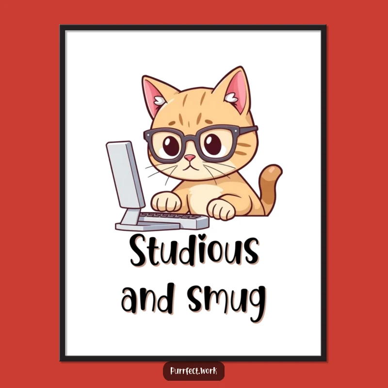 Funny Cat Glasses Poster: Intellectual Art for Your Home and Office Decor