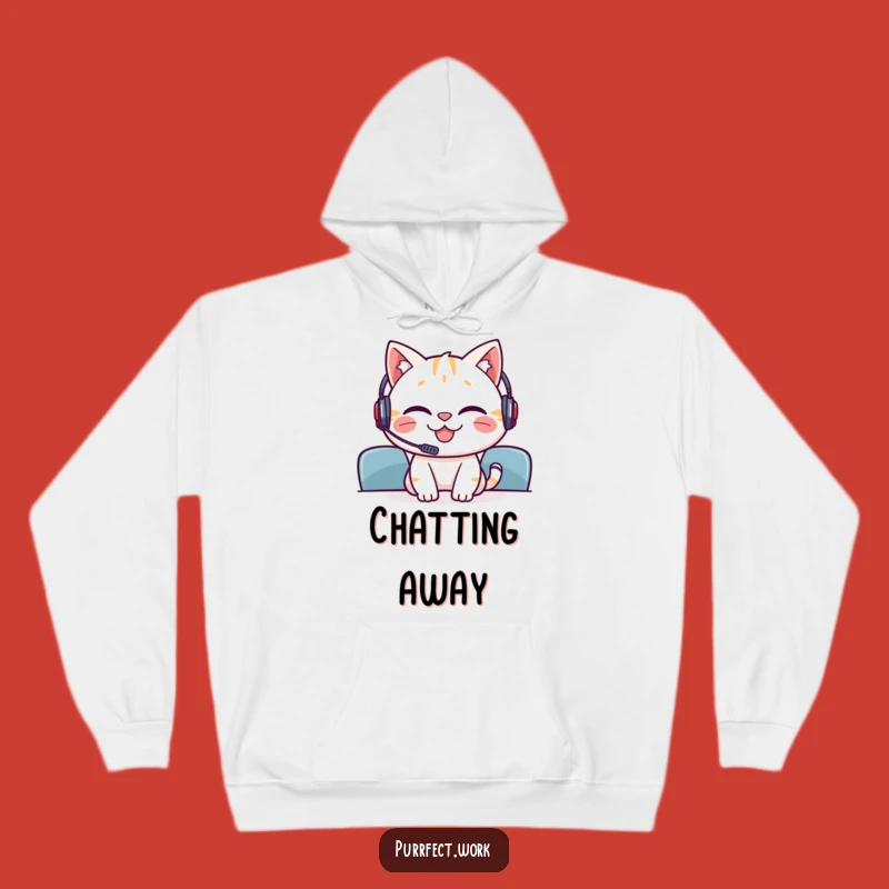 Cozy Funny Cat Meeting Hoodie: Grinning Through Online Calls