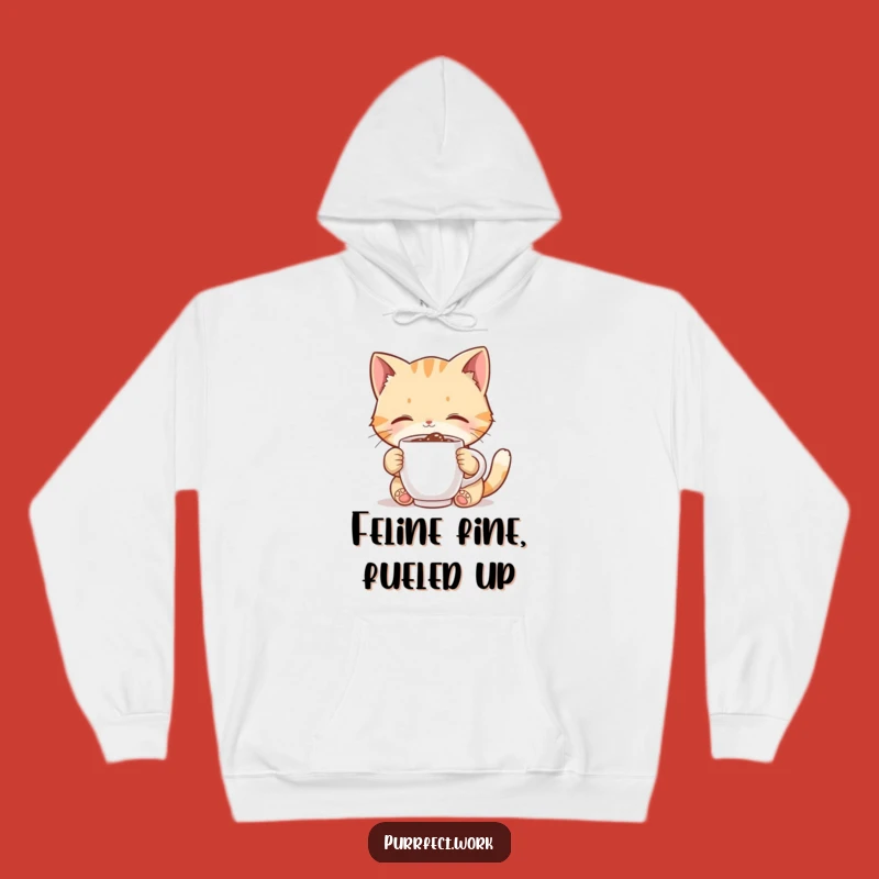 Cozy Funny Cat Hoodie: Cute Feline Sipping Tiny Coffee, Warm & Hilarious Gift