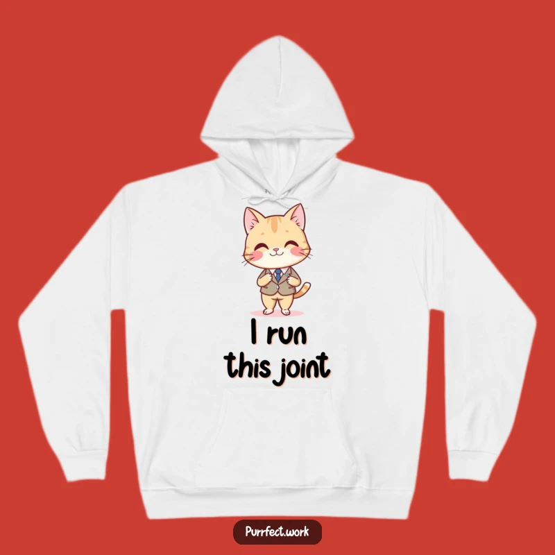 Funny Cat Boss Hoodie: Cozy Feline in Suit, Desk Master, Ultimate Comfort & Style