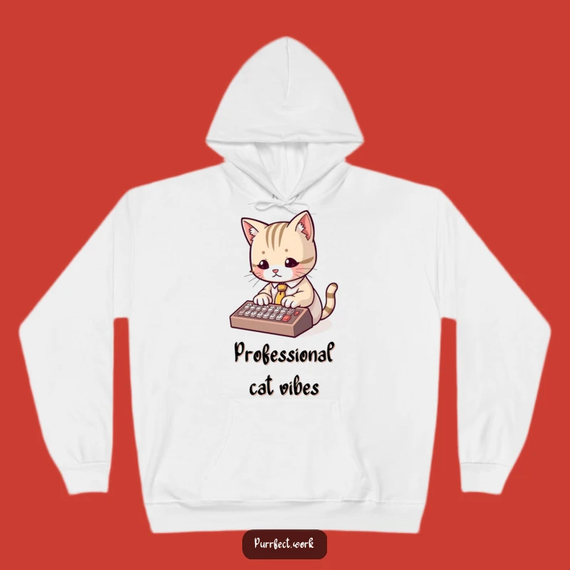 Funny Cat Hoodie: Cozy Office Typer, Hilarious Feline Comfort Gift