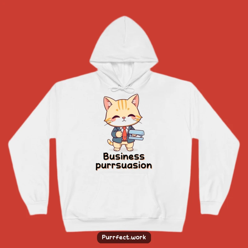 Funny Corporate Cat Hoodie: Cozy & Witty Apparel for the Office Mogul