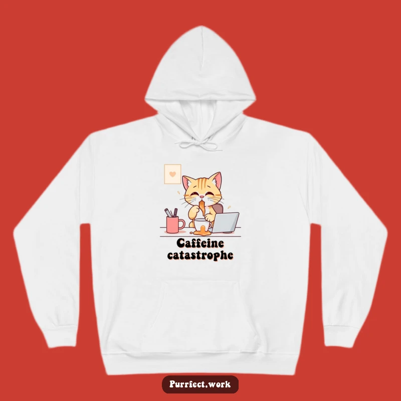 Funny Messy Cat Hoodie: Cozy & Hilarious Apparel for Coffee Lovers
