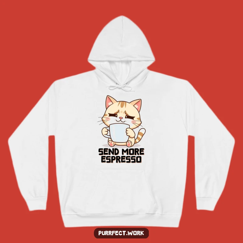 Funny Stressed Cat Hoodie: Cozy Coffee Companion, Hilarious Gift for Stress Relief