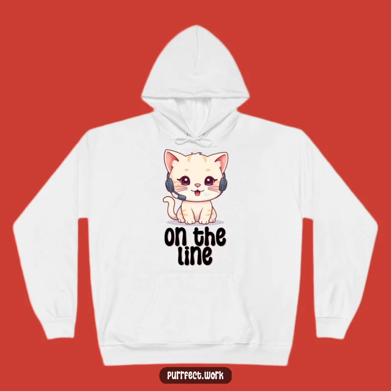Funny Cat Agent Hoodie - Cozy Headset Phone Character