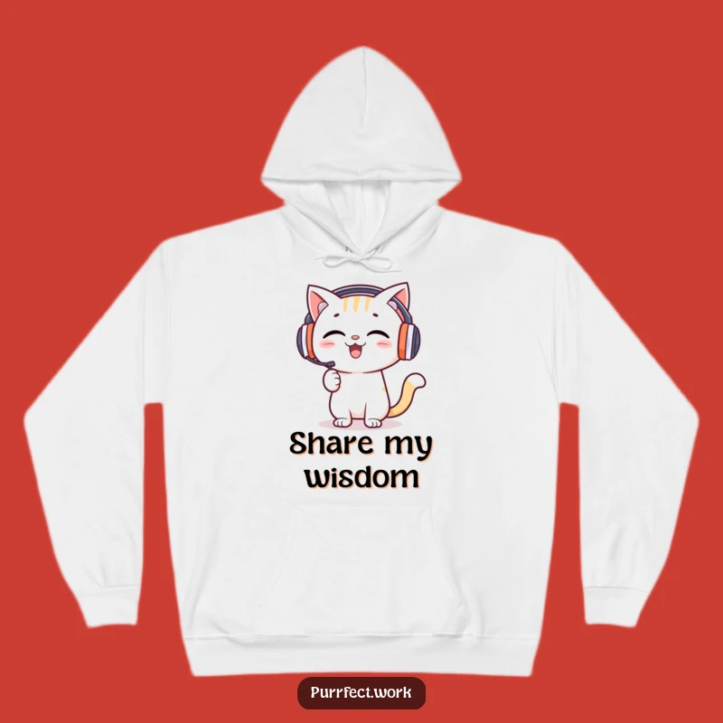 Funny Presentation Cat Hoodie - Enthusiastic Speaker Feline Comfort