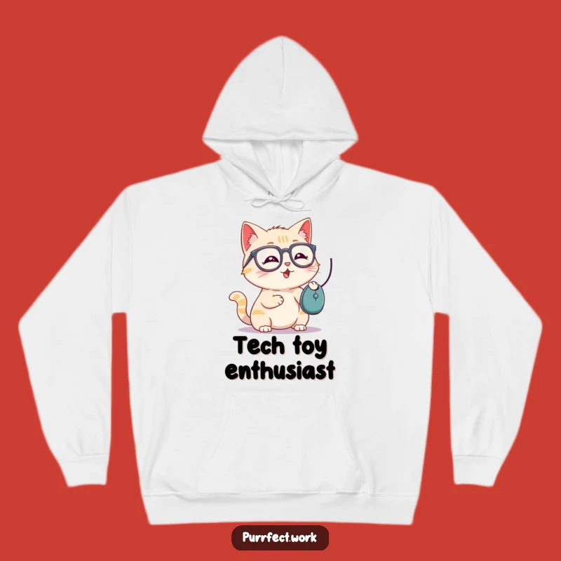 Funny Cat Glasses Hoodie - Playful Mouse Chatting Feline Comfort