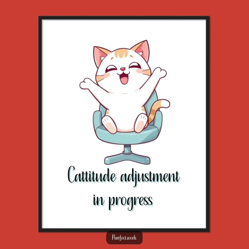 Free Printable Wall Art: Enthusiastic Swivel Chair Cat Funny Downloadable Art