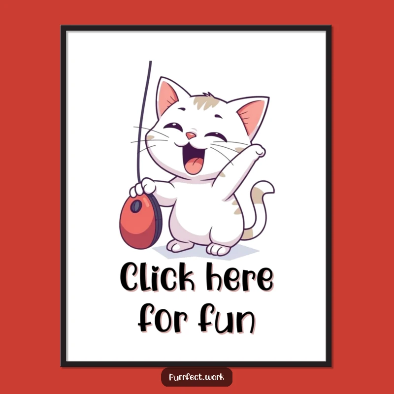 Funny Free Printable Wall Art: Cat Pouncing - Playful Downloadable Decor