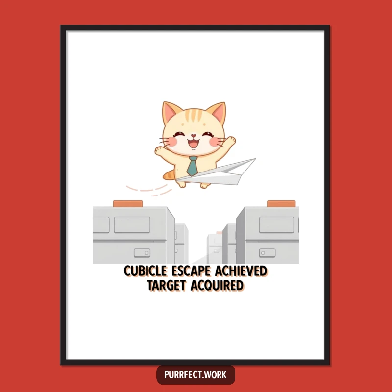Free Printable Wall Art: Funny Cat Office Escape Downloadable Art for Humorous Home Decor