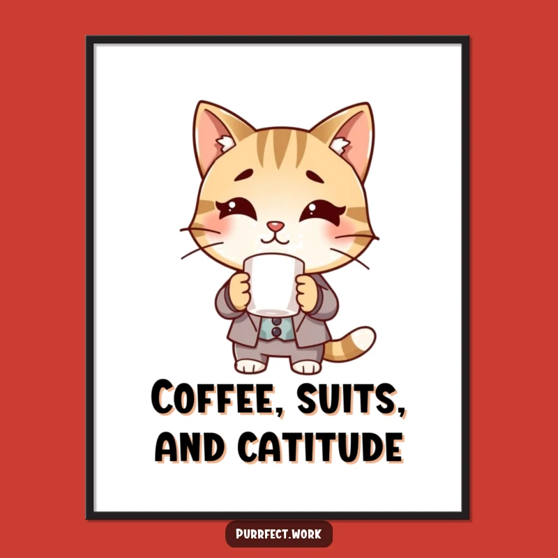 Free Printable Boss Cat Art: Suited Cat Coffee Mug Downloadable Decor