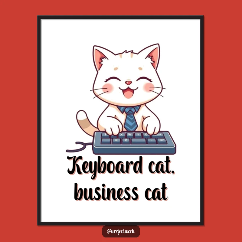 Free Printable Wall Art: Boss Cat Keyboard, Humorous Downloadable Decor