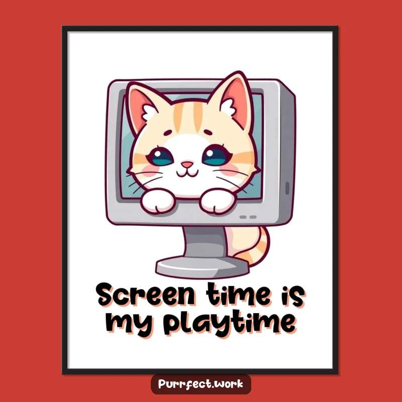 Free Printable Wall Art: Mischievous Cat Behind Monitor - Funny Decor!