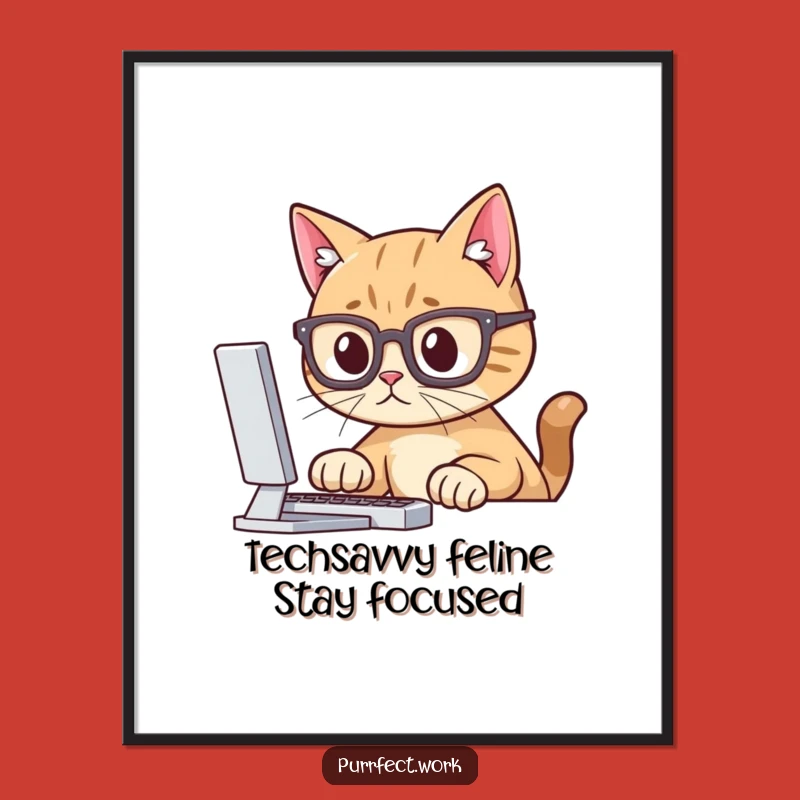 Free Printable Wall Art: Smart Cat Focus - Humorous Downloadable Desk Decor