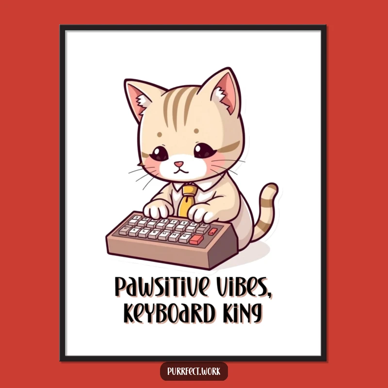 Funny Free Printable Wall Art: Dapper Cat Typist - Quirky Downloadable Art