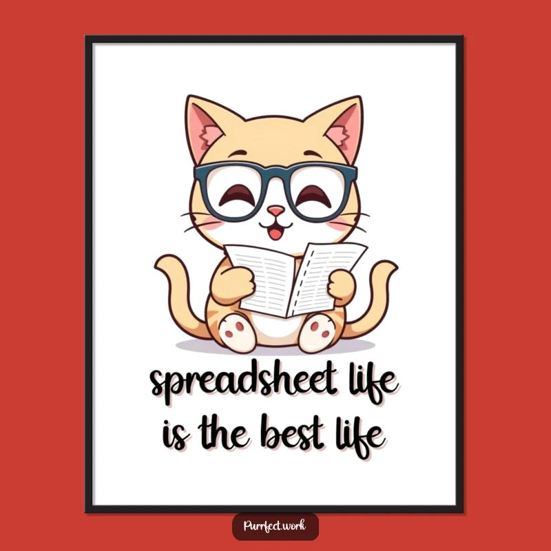 Funny Free Printable Wall Art Nerd Cat Spreadsheet Enthusiast Downloadable
