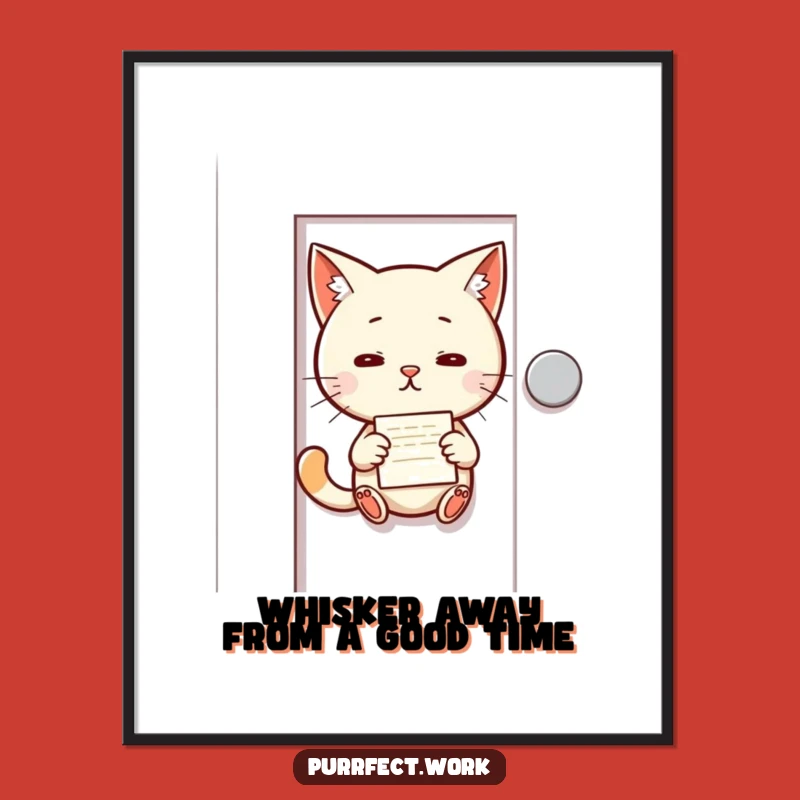 Free Printable Wall Art: Mischievous Cat Delivering Memos - Downloadable Quirky Decor