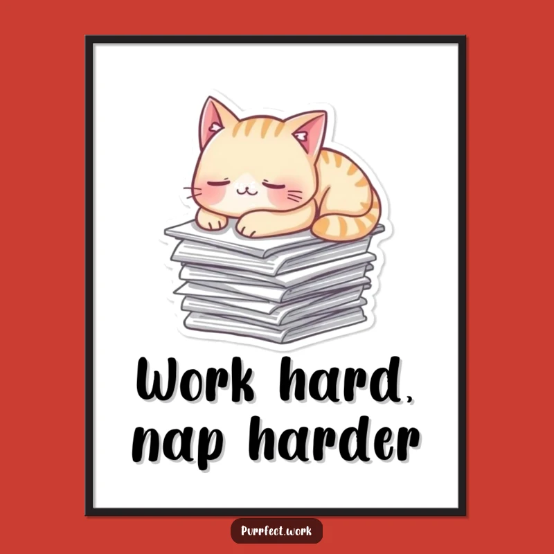 Funny Free Printable Wall Art: Napping Cat - Quirky Downloadable Decor