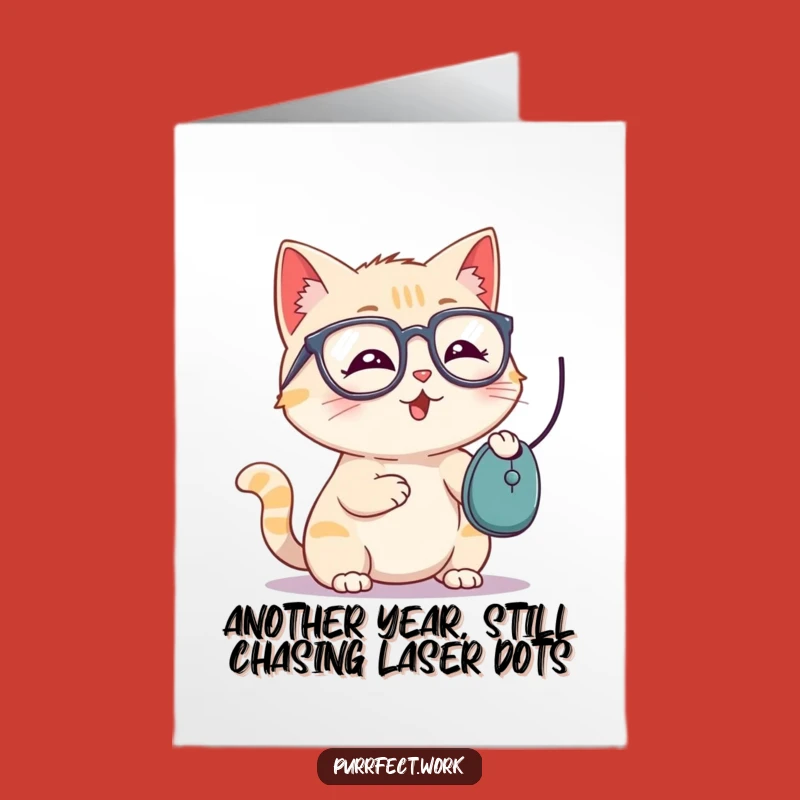 Free Printable Playful Cat Birthday Card - Funny Gaming Downloadable Gift