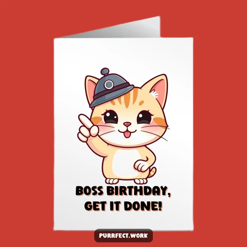 Boss Cat Free Printable Birthday Card - Funny Downloadable Office Gift