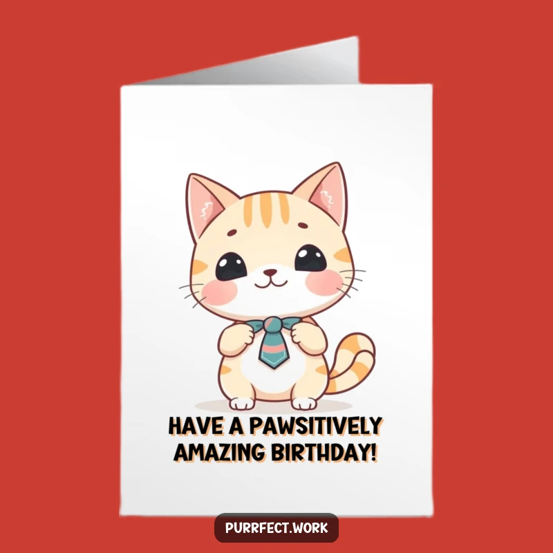 Free Printable Birthday Card: Cat Presenter - Funny Downloadable Gift for a Star