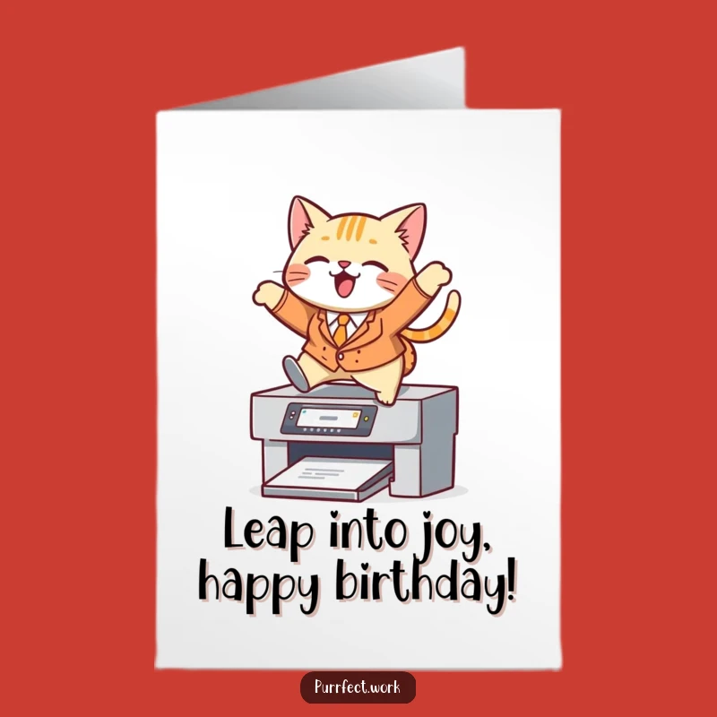Free Printable Birthday Card: Dapper Cat Printer Leap, Hilarious DIY Birthday Surprise Download